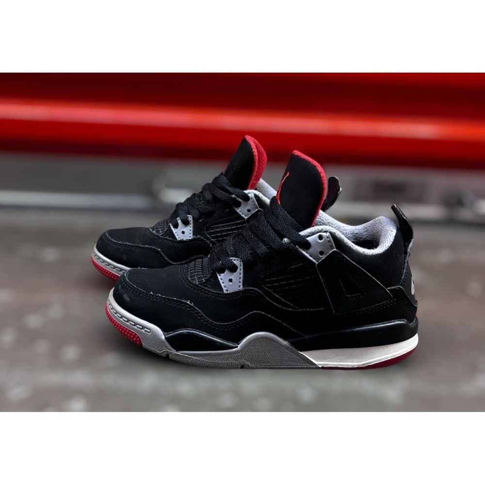 Nike Air Jordan 4 Retro BRED Toddler Sz 12c Cement Fire Red Black BQ7670-060